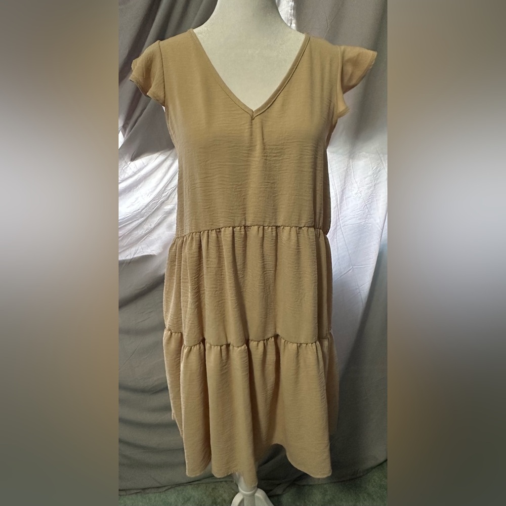 Discreet Tan Midi Dress